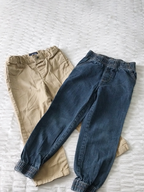The Children's Place Other - 5T Elastic Waist Jogger Jeans and Khaki Pants Set - Blue & Tan